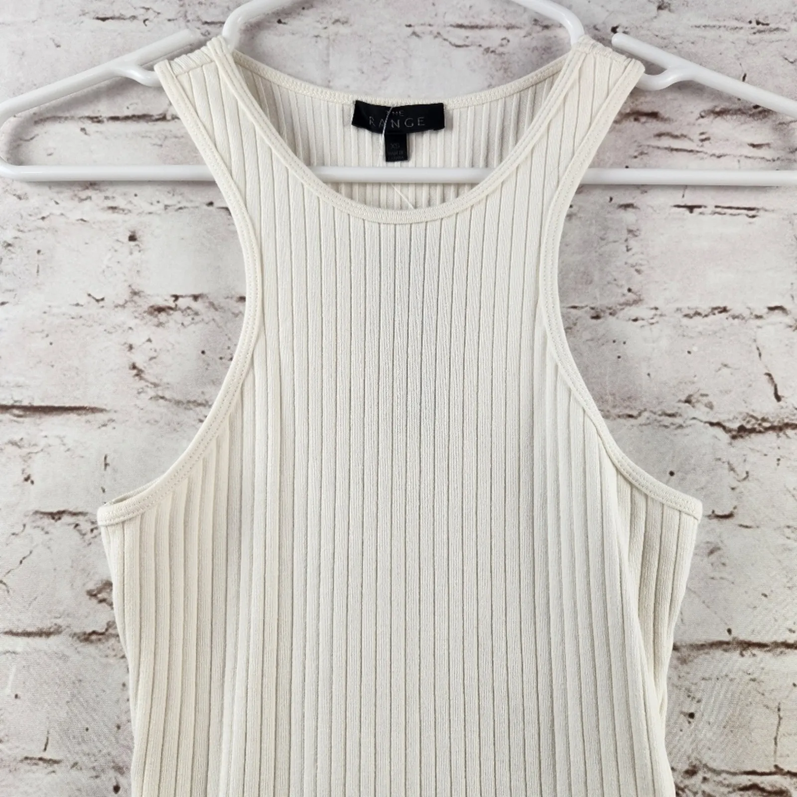 The Range Primary Rib Carved Mini Dress in Lt Shell White Size XS Sleeveless - Image 4