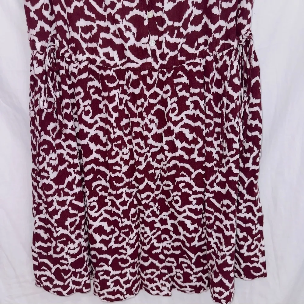 Women's Loft Red White Printed Side Ties Dolman Mini Dress size medium - Image 5