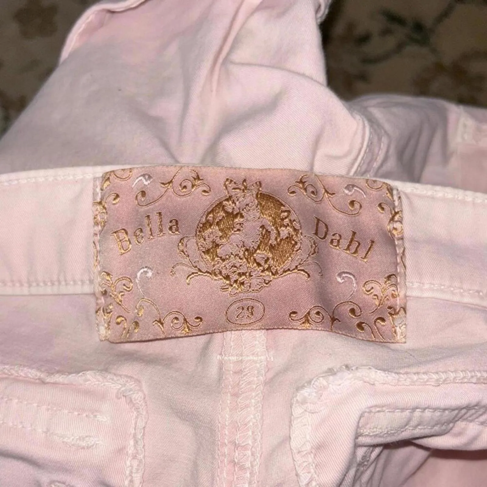 ✅Bella Dahl Women's Pastel Baby Pink Casual Shorts Low Rise Roll Cuff - Image 7