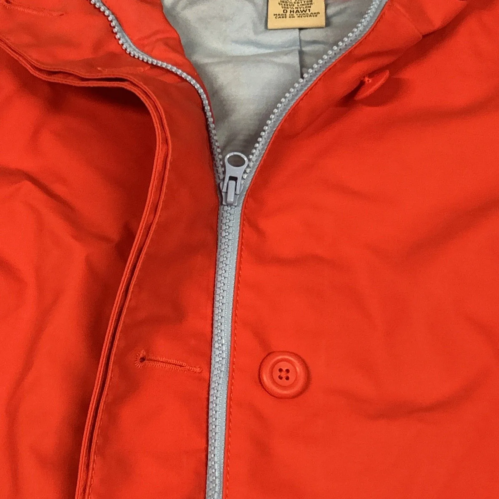 LL Bean Jacket Womens XL Raincoat Jacket Hooded 0 HAW1 Waxed Cotton Orange Red - Image 5