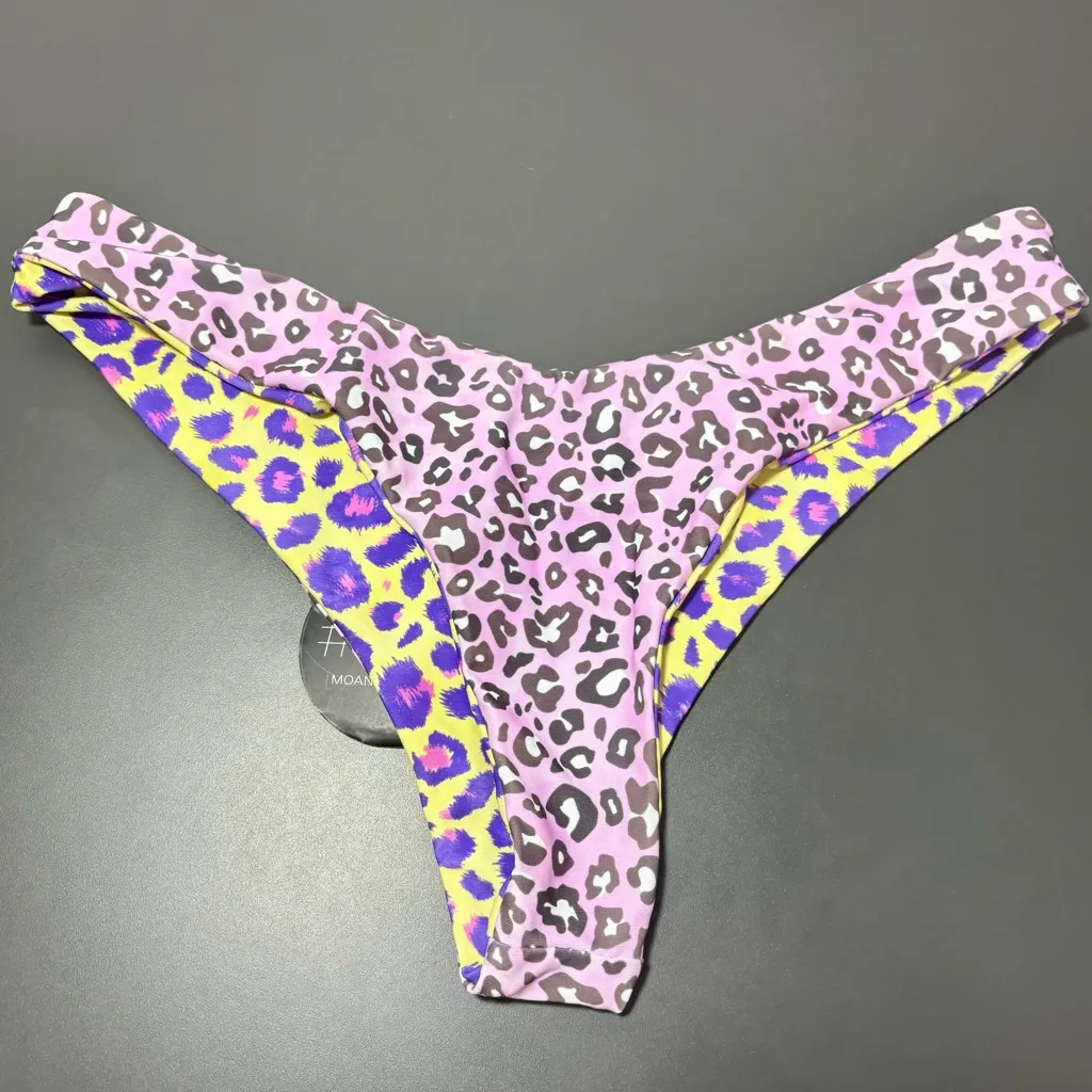 MOANA BIKINI Purple and Yellow Leopard Print Bikini Bottom - Image 4
