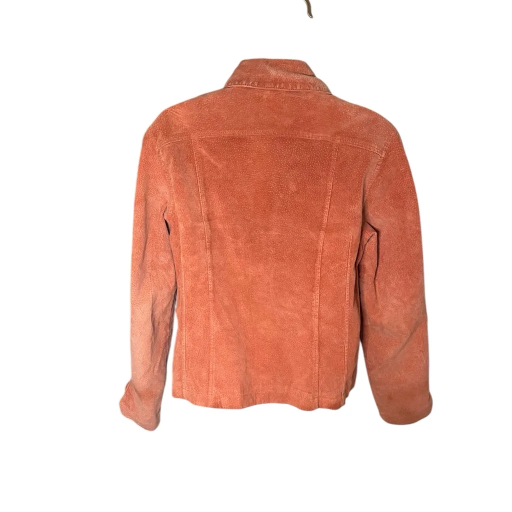 Vintage Y2K Live a Little Fitted Button Front Jacket Real Suede Rust M - Image 2