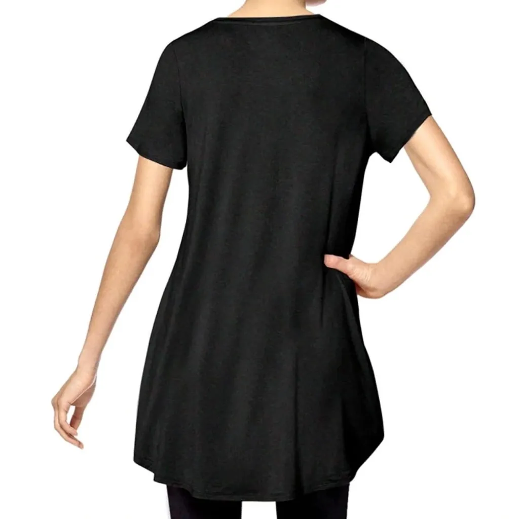 NWT HUE Black Short Sleeve V-Neck Legging Tee Size Small - Image 2