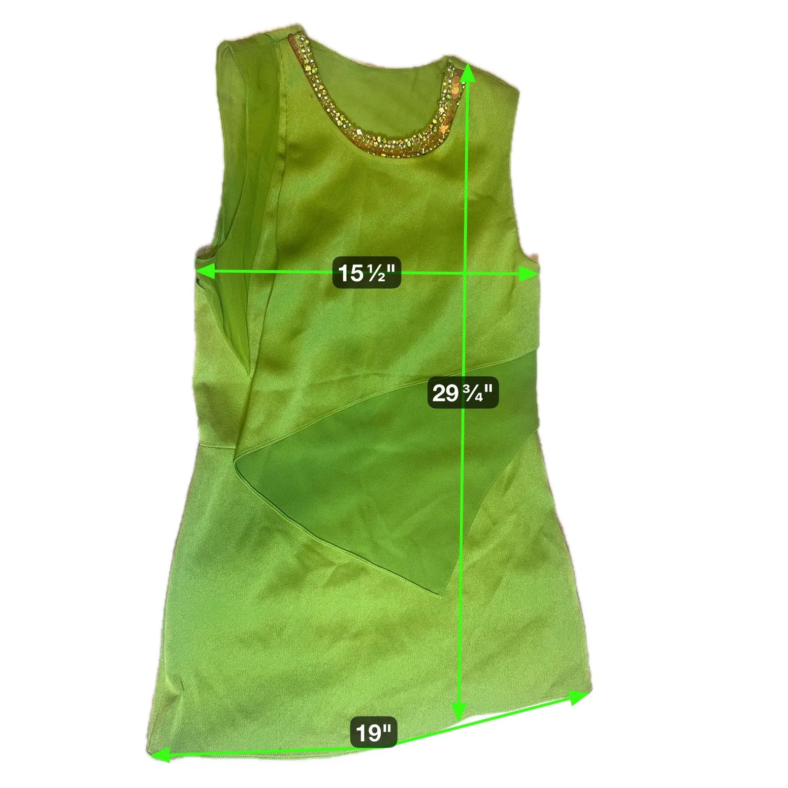 3.1 Phillip Lim‎ Green Mod Mini Dress Sleeveless Cocktail Party Gold Trim size 0 - Image 3