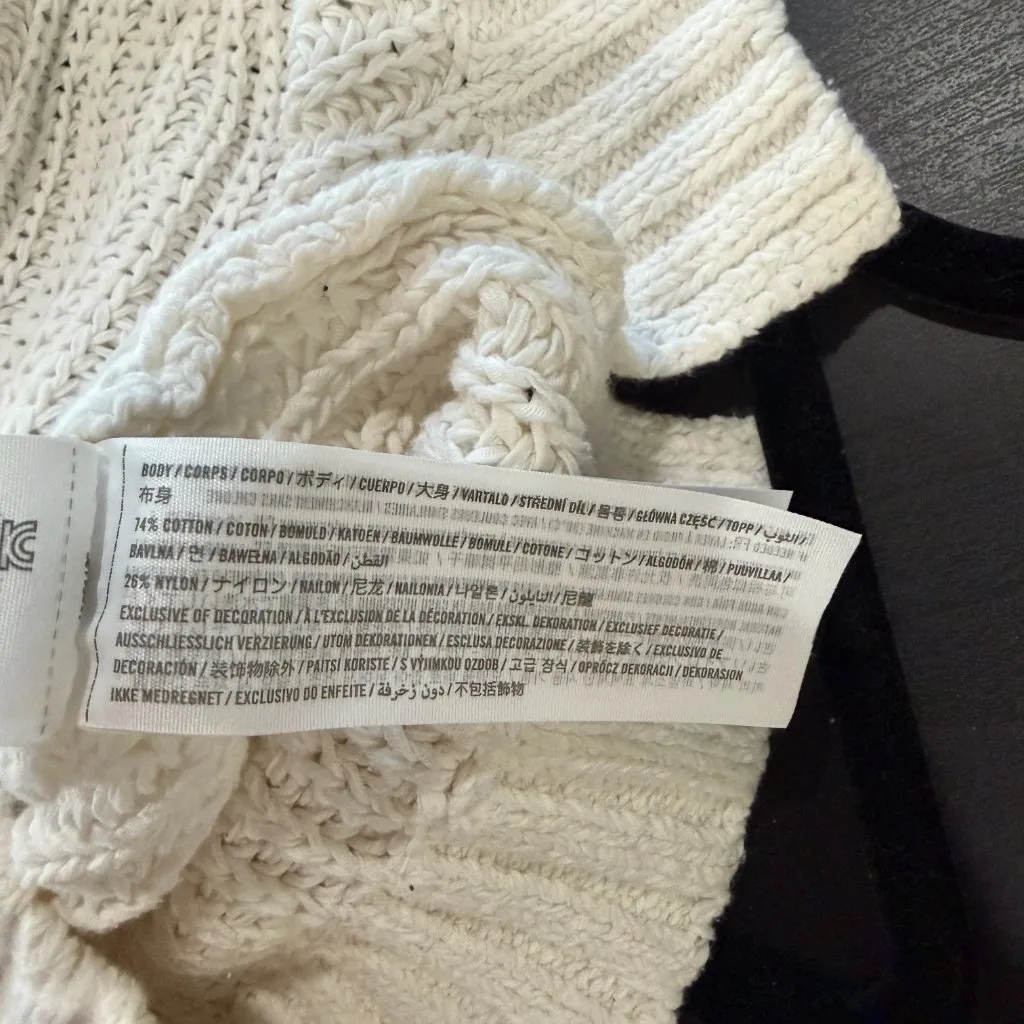 ABERCROMBIE & FITCH Open Knit Sweater Tank Top Vest White Cream Size Small - Image 8