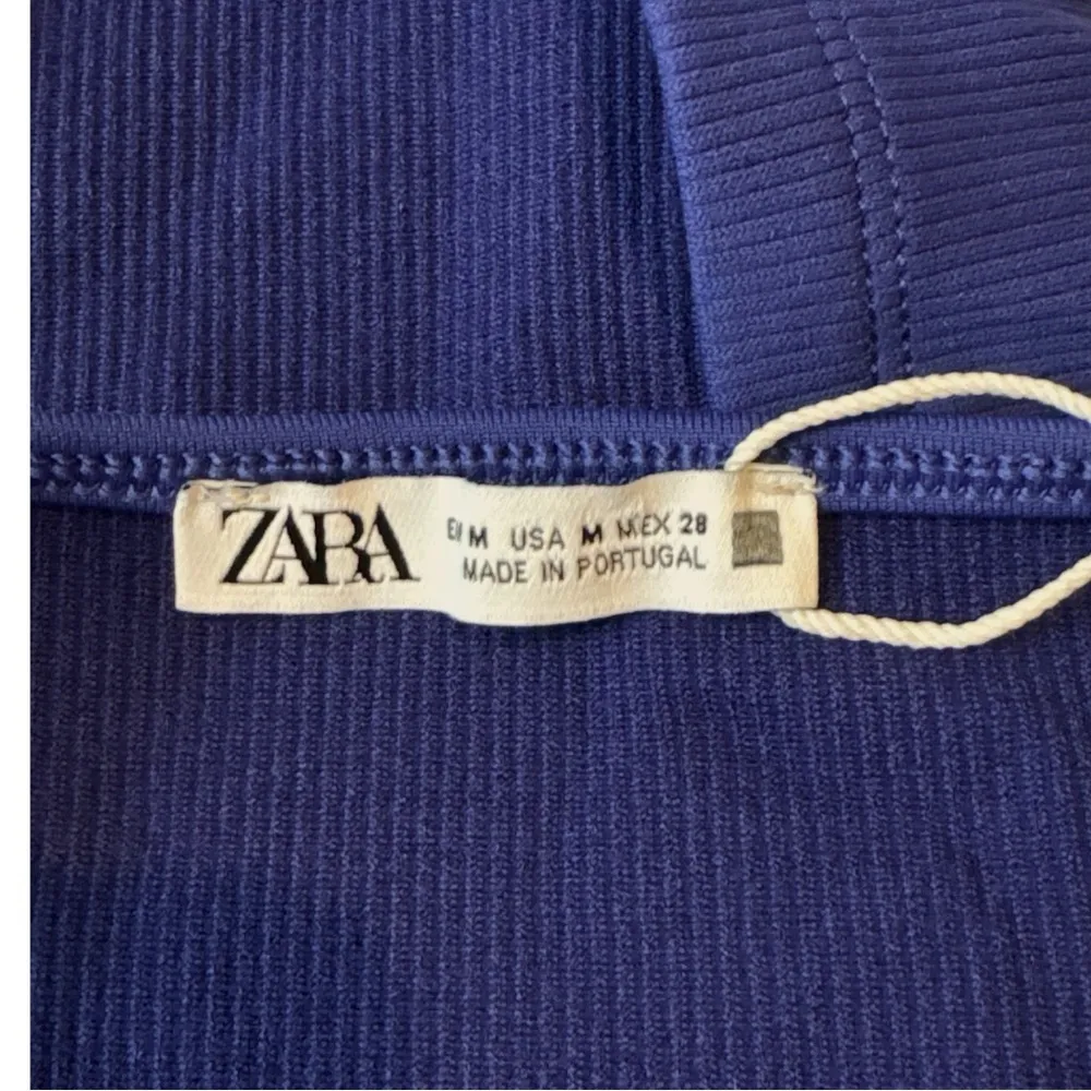 Zara Ribbed Cropped Halter Top Blue Purple Size Medium - Image 3