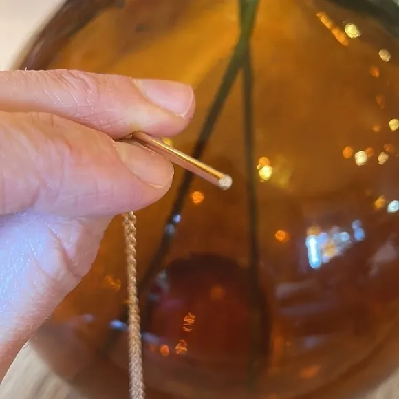 Gold Color‎ Delicate Cylindrical Vertical Bar Necklace with Clasp 20.5” Chain - Image 7