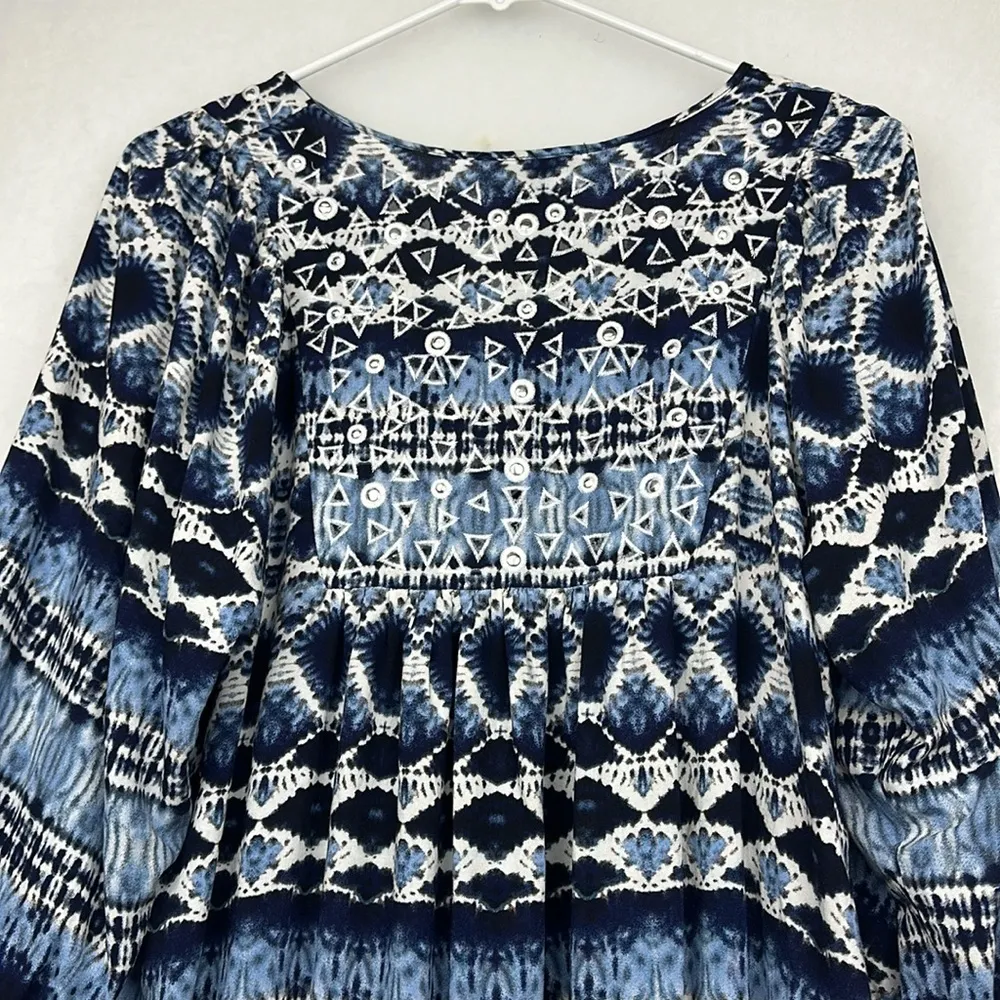 Chelsea & Theodore Boho tunic swim coverup dress 3/4 sleeves Sz Large - Image 9