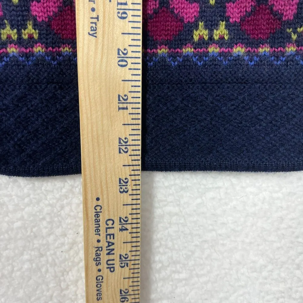 Squaw Valley Fair Isle Nordic Sweater Womens Medium Wool Cardigan Blue - Image 8