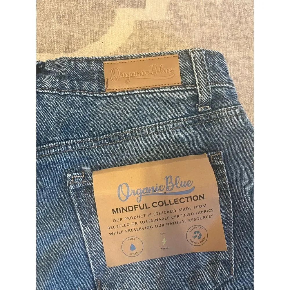NWT organic blue denim jean shorts vintage fit size 5/27 distressed cut off Blue - Image 5