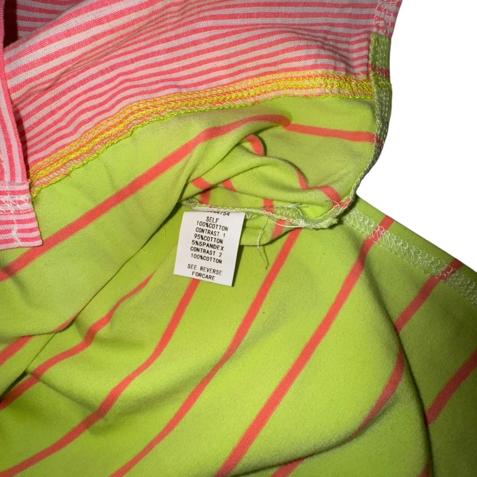 Davi & Dani Striped Button Down Shirt WM Size Medium Neon Green Pink White Gray - Image 8