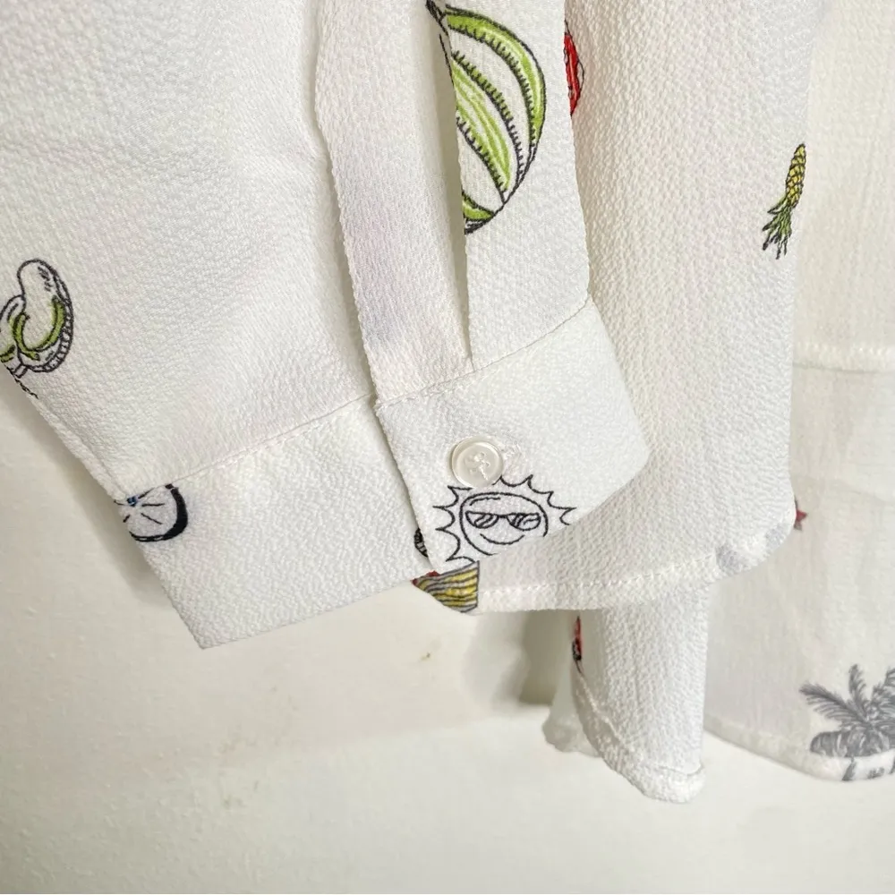 Forever 21 Contemporary long sleeve button down summer novelty print blouse - Image 5