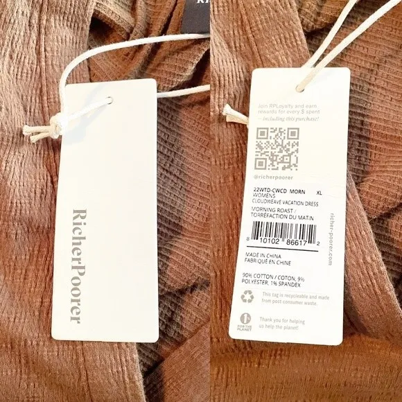 NWT Richer Poorer Vacation Dress Morning Roast Tan Cloudweave Cotton Size XL NEW Brown - Image 12