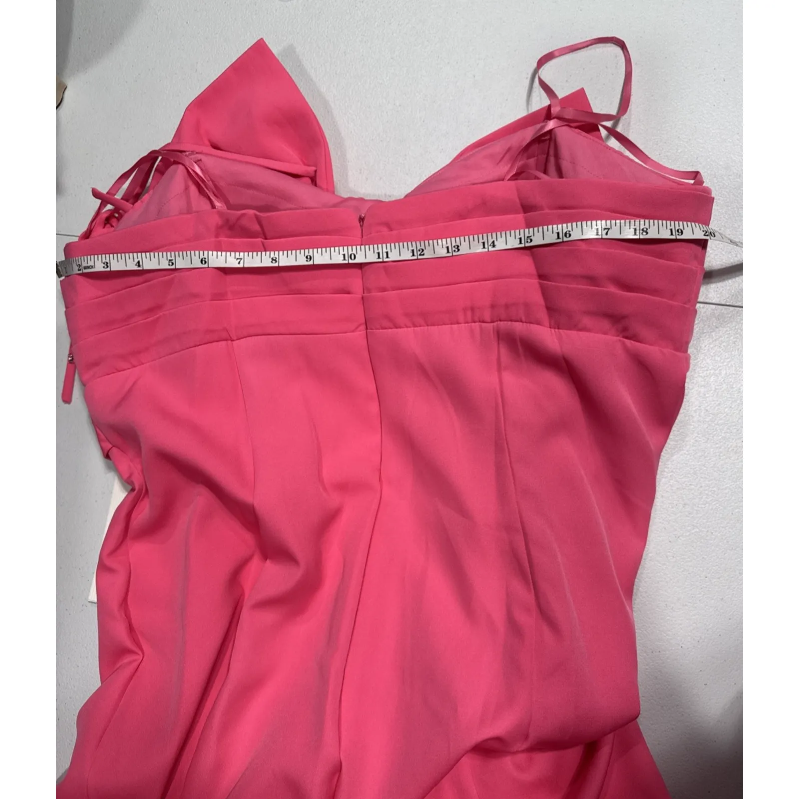 Mac Duggal Candy Pink Bow Front Strapless Crepe Gown 16W Special Occasion Party - Image 11