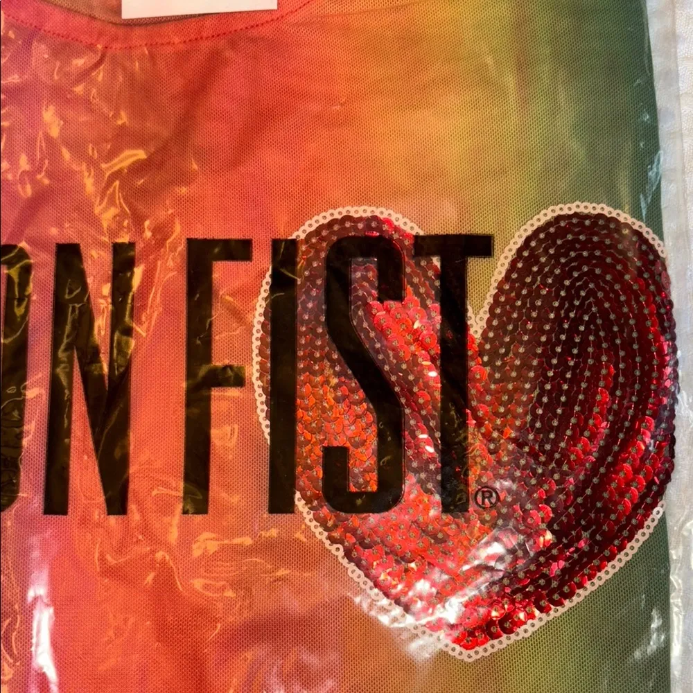 NEW! Iron Fist Somewhere Rainbow Sheer Mesh Mini Dress Sequin Heart XL Pride - Image 12