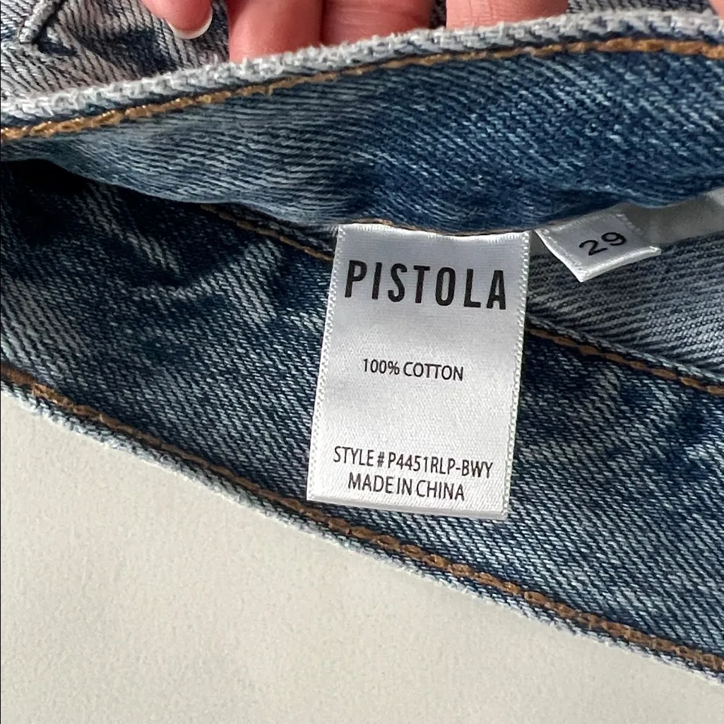 PISTOLA Nova Medium Wash Denim Buttonfly Cutoff Shorts Size 29 - Image 8