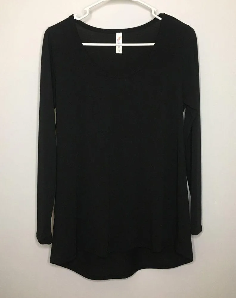 LuLaRoe  Lynnae Solid Black Long Sleeve Shirt Small - Image 5