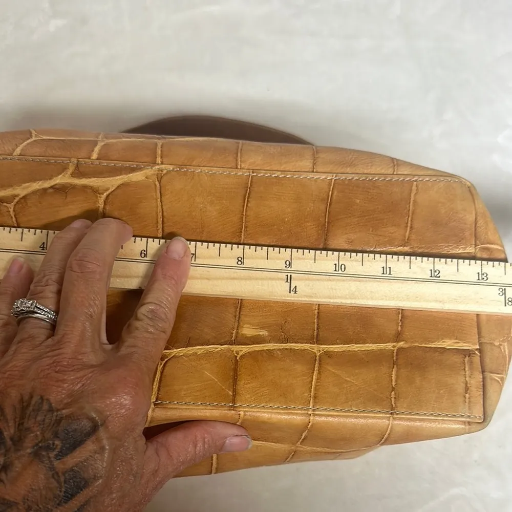 Dooney & Bourke Brown Hobo Bag with Crocodile Texture - Image 8