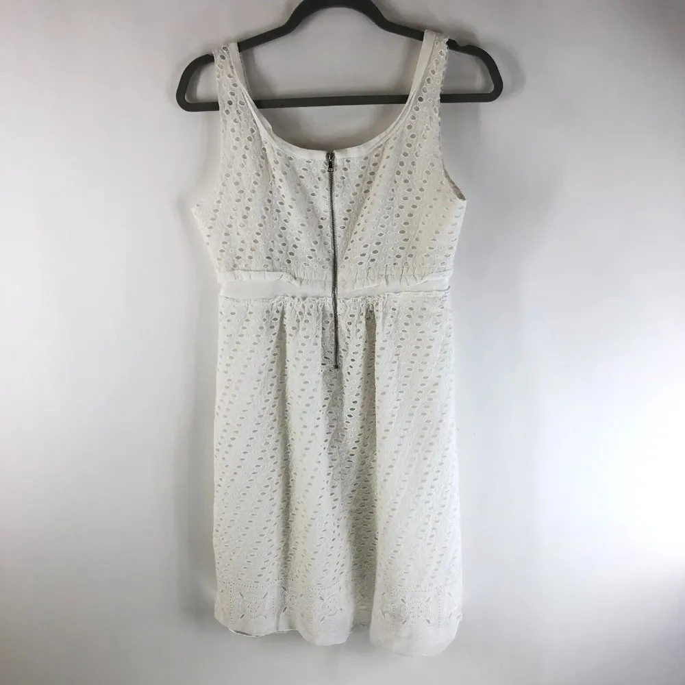T Tahari Dress A Line Eyelet Embroidered Sleeveless Scoop Neck White 10 - Image 8