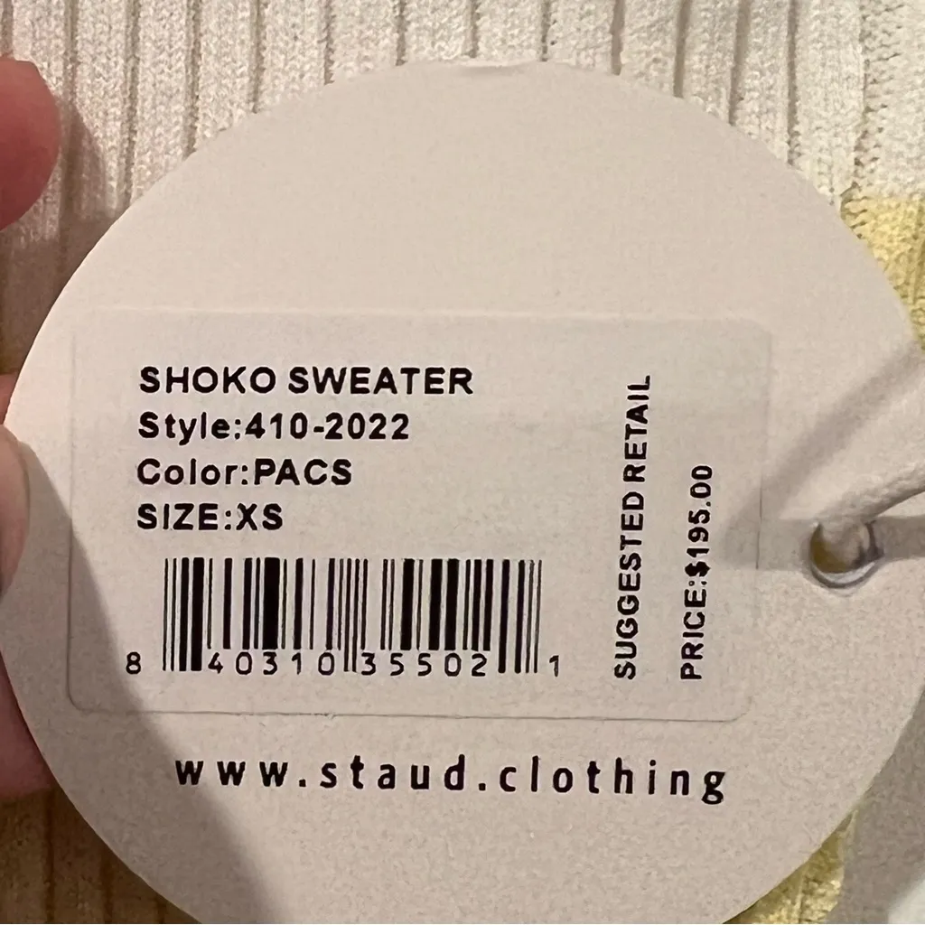 STAUD Shoko Striped sweater Yellow and Blue Pencil Midi dress‎ Xs - Image 12