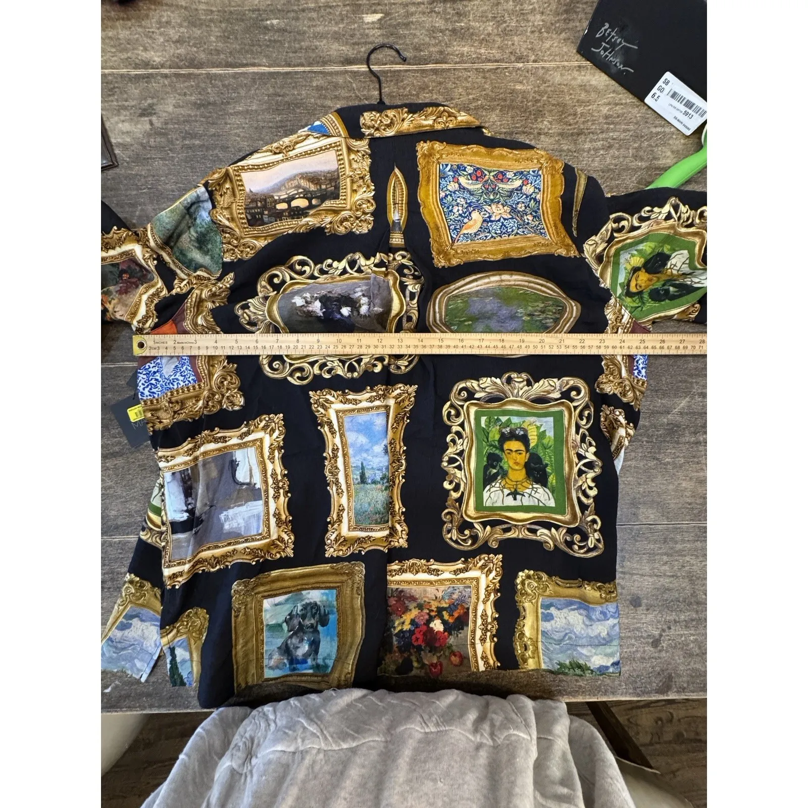 John Mark Printed Wire Collar Cinch Tie Sleeve Button Front Top Size 2X Frames - Image 12