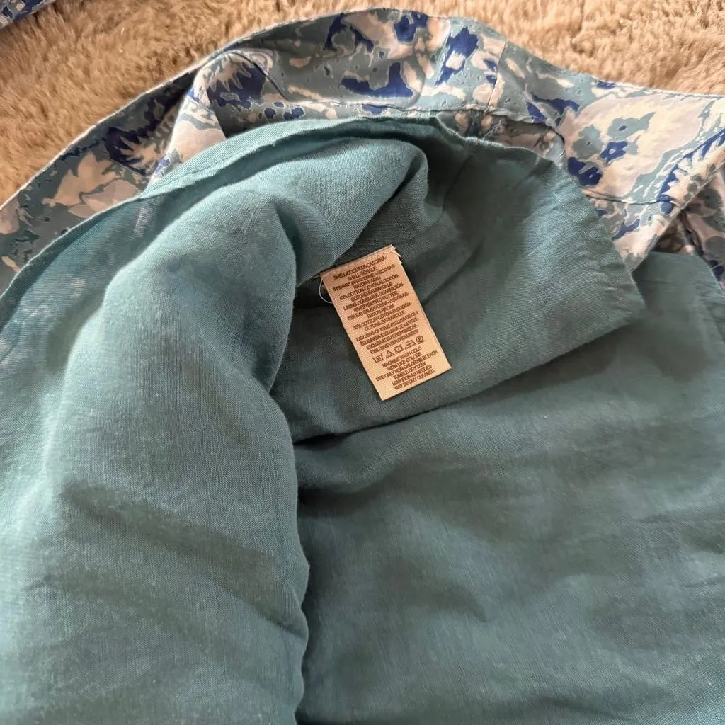 Free People‎ Washed Blue Silver Sun Floral Blouson Open Back Dress Sz S Summer - Image 7