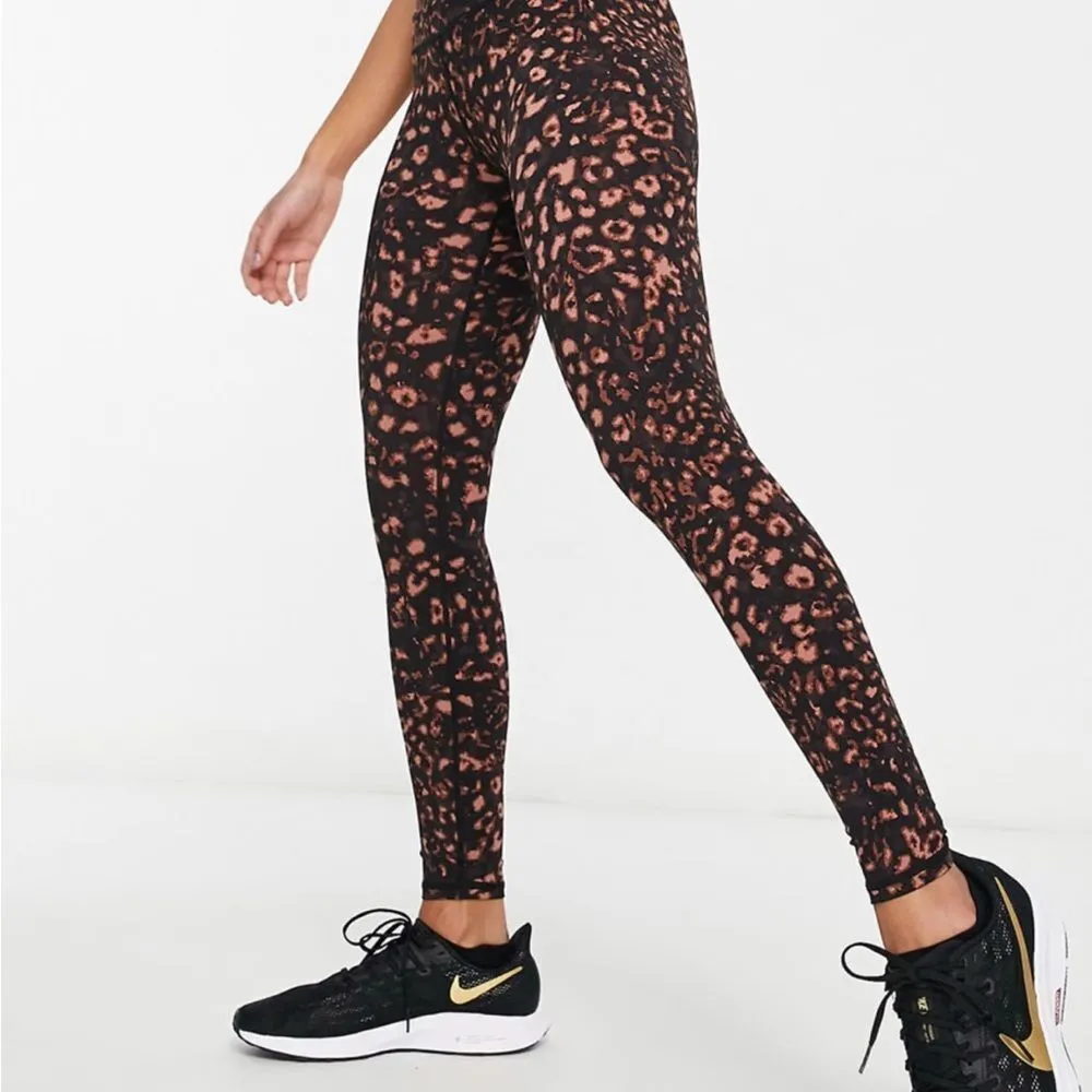 VARLEY Luna High Rise 7/8 textured animal print black brown orange- Size Large - Image 3