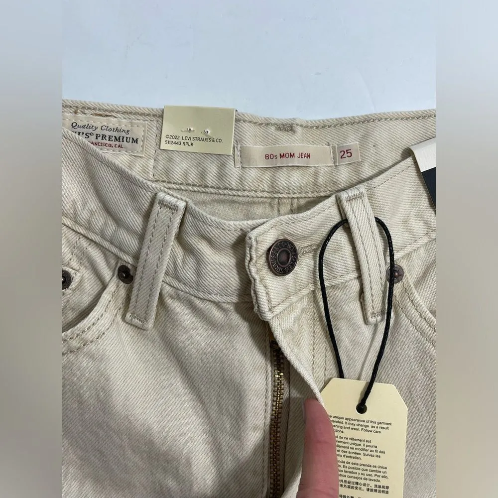 NWT Levi’s Premium 80’s Mom Jeans Beige Tan Size 25x30 High Rise Tapered Relaxed - Image 7