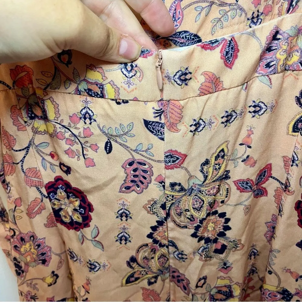 Anthropologie Sancia Floral Wide-leg Cropped Jumpsuit Tie Strap Pink Peach Large - Image 10