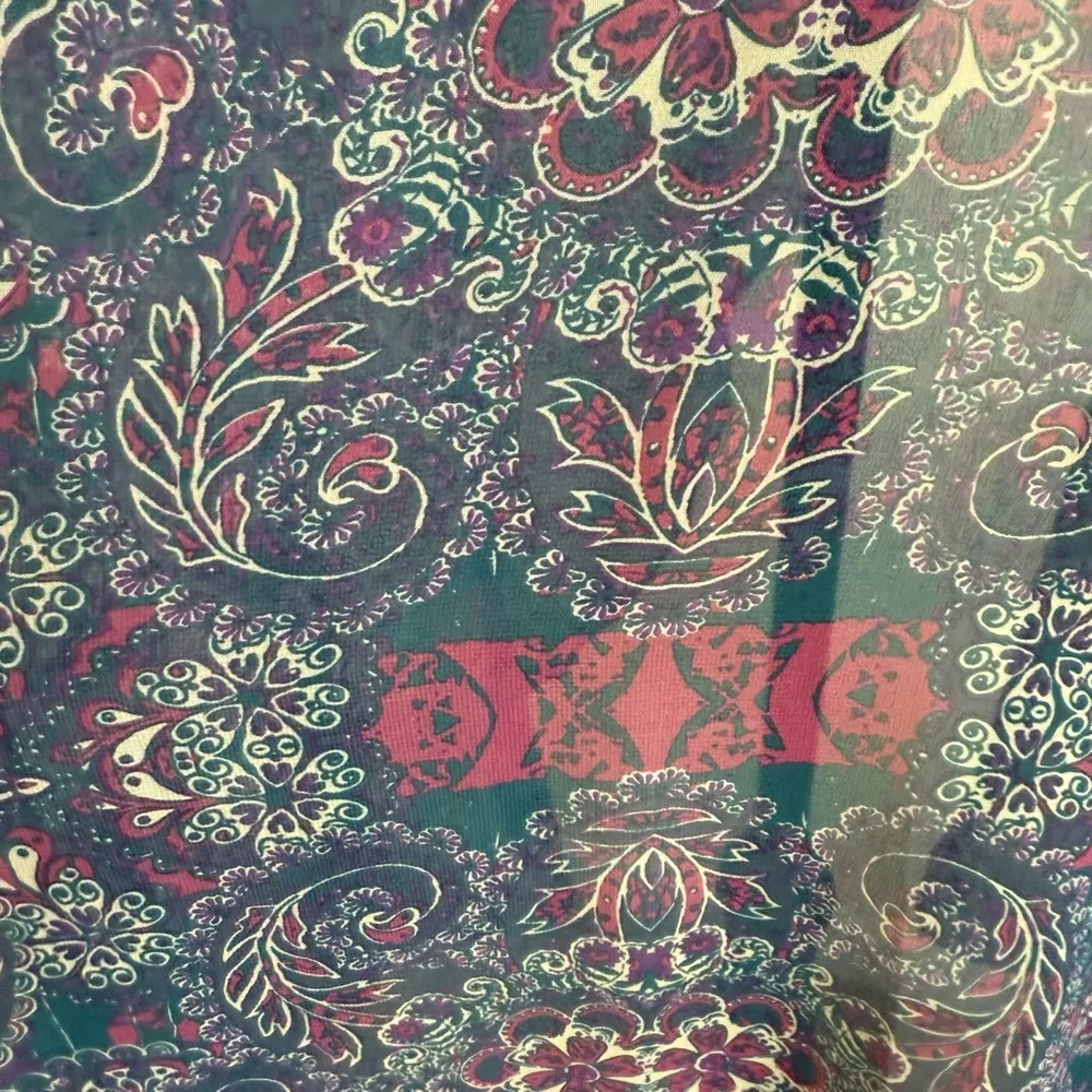 Kimono Boho M Duster Cardigan Festival Hippie Layering Ethnic Paisley Sheer NWT - Image 13