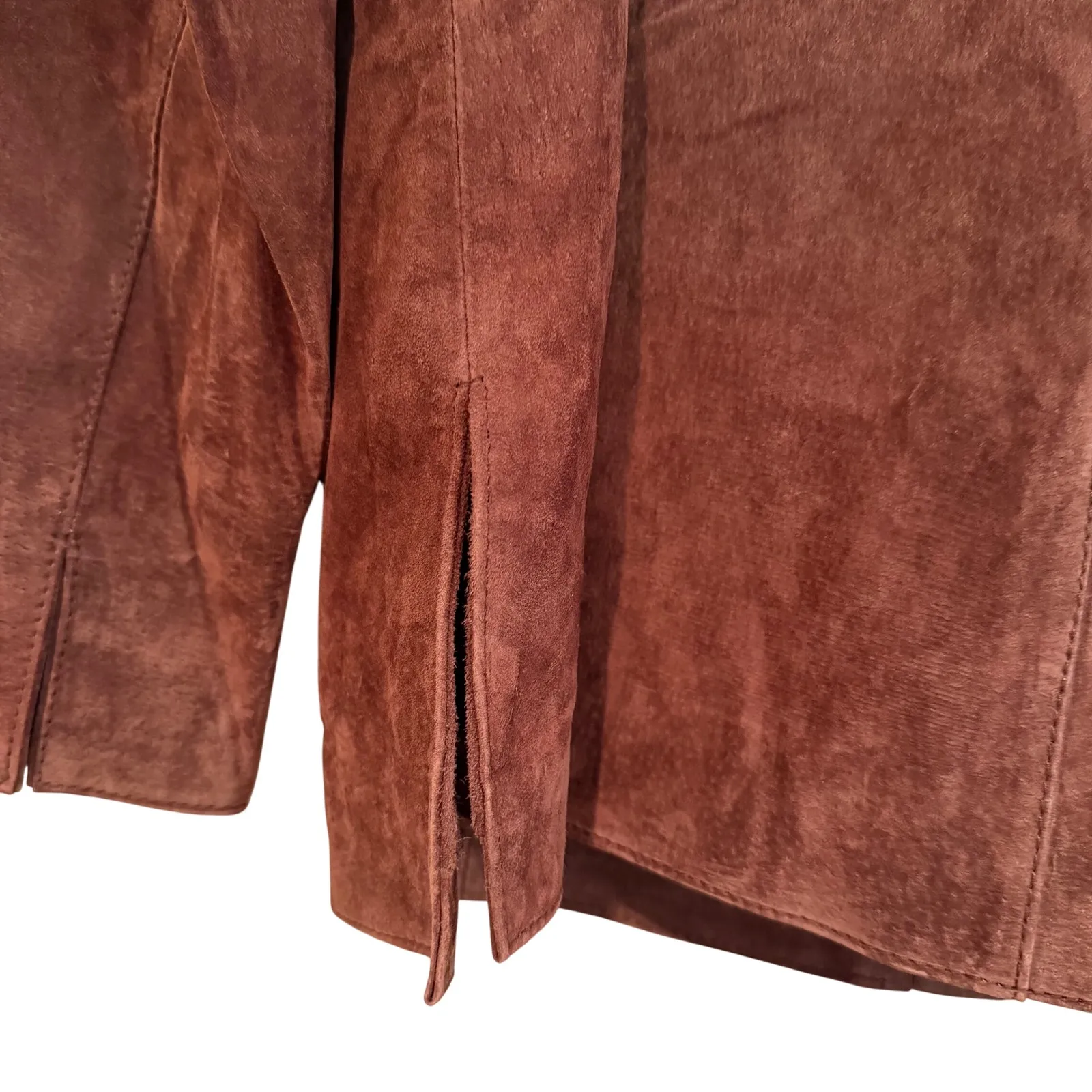 Coldwater Creek Suede Leather Jacket Women's Brown Classic‎ Career Boho Hippie - Image 5