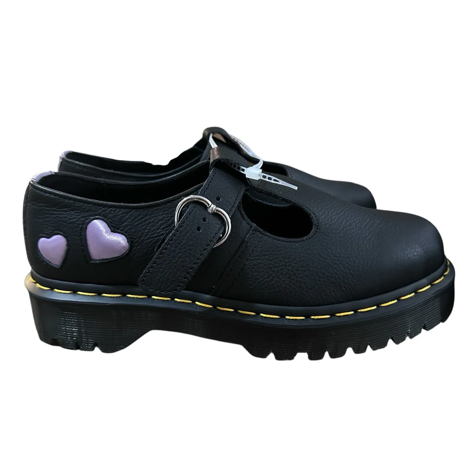 Dr Martens Polley Heat Mary Jane Shoes Size 39 (8)‎ Women's Black Leather Satin - Image 3