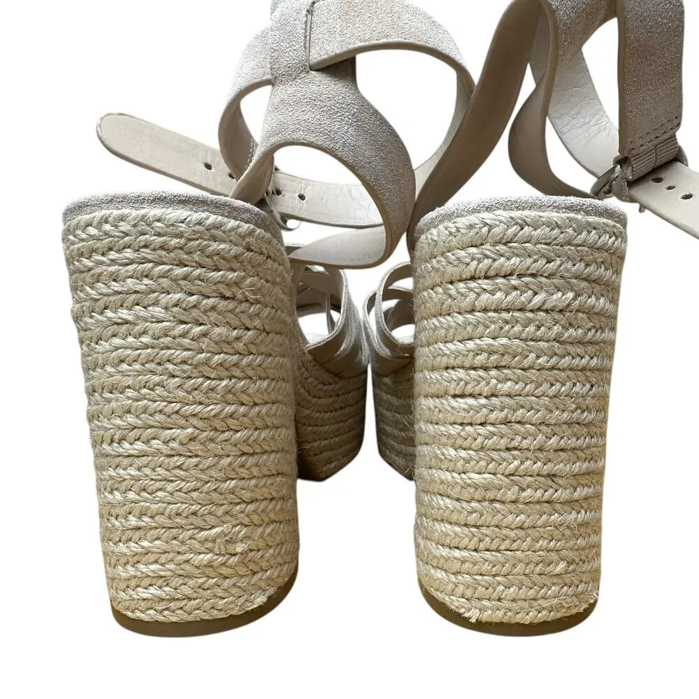 MARC FISHER LTD Women's US 8 M Oaten Espadrille Platform Leather Sandal Natural Pink - Image 4