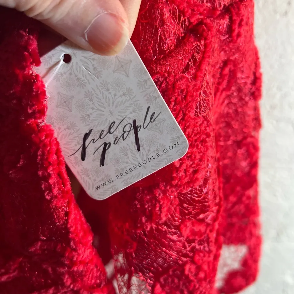 Free People Dress NWT-retails $198, Elegant Mini Red Lace, Flowy, oversized - Image 5