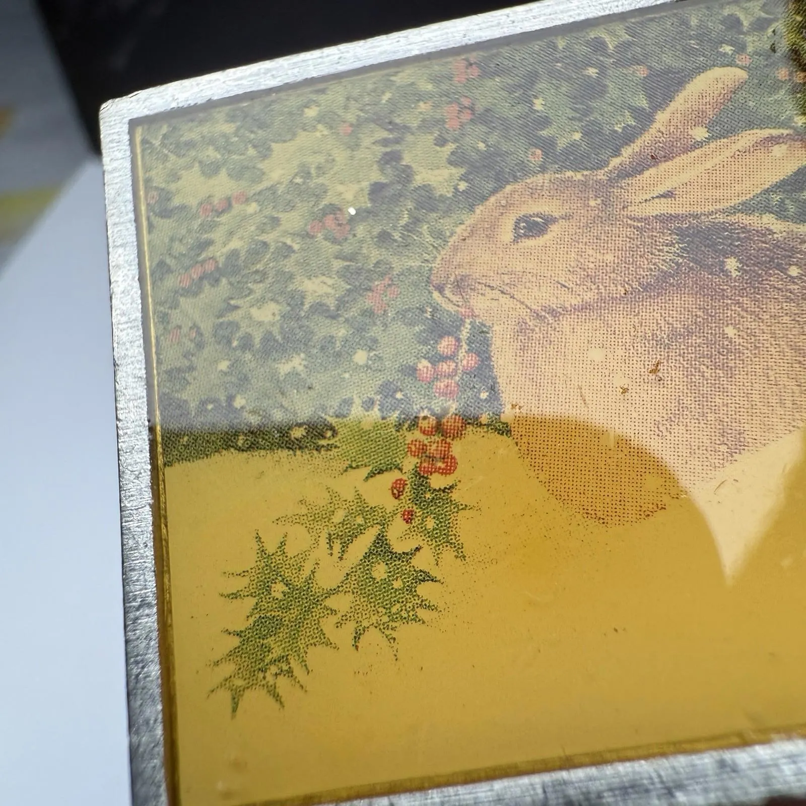 Bunny Rabbit Holly Berries Marjolein Bastin Brooch Pin Silver Tone Christmas - Image 10