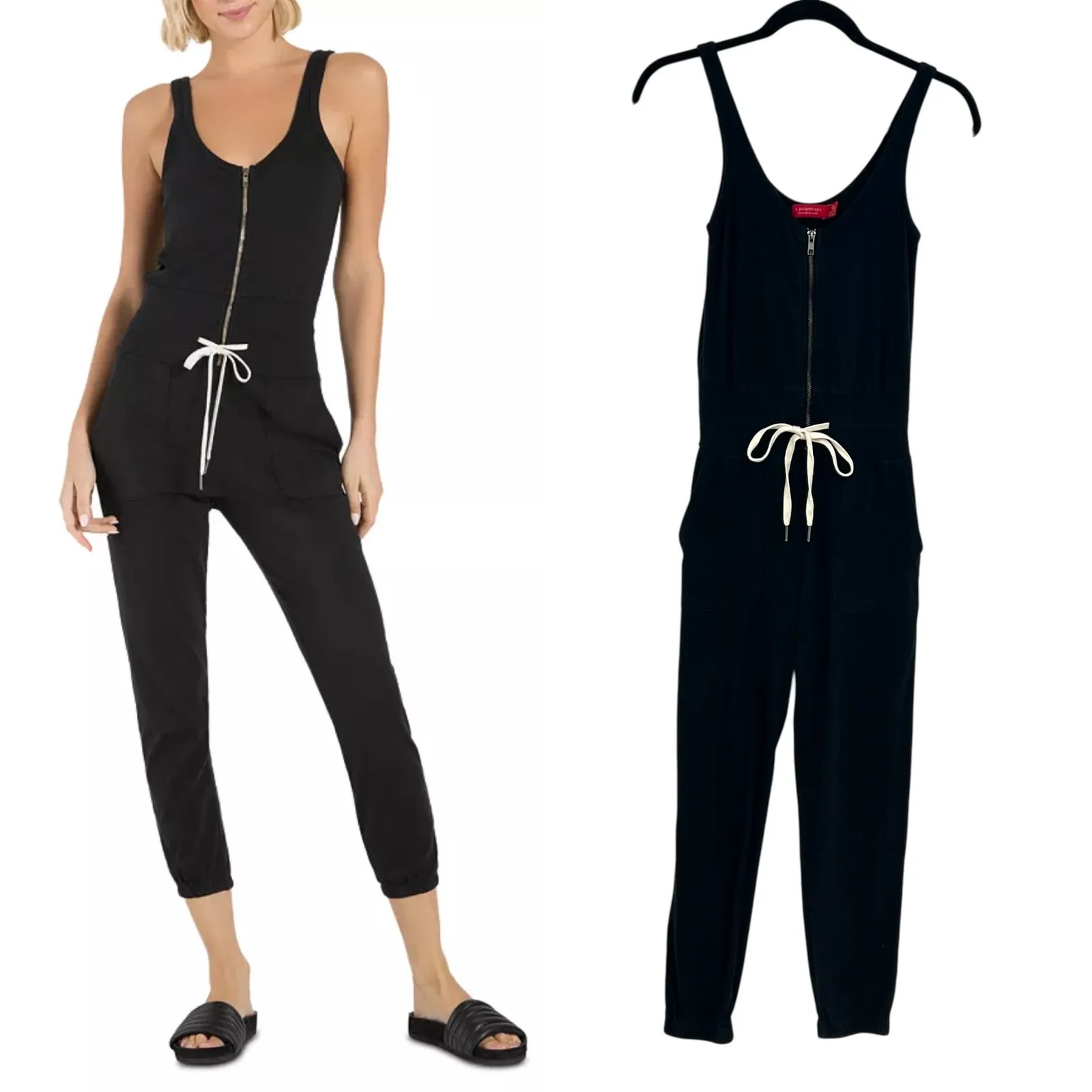 n:Philanthropy Griffith Jumpsuit Zippered Drawstring-Waist Jogger Black Size XS - Image 2