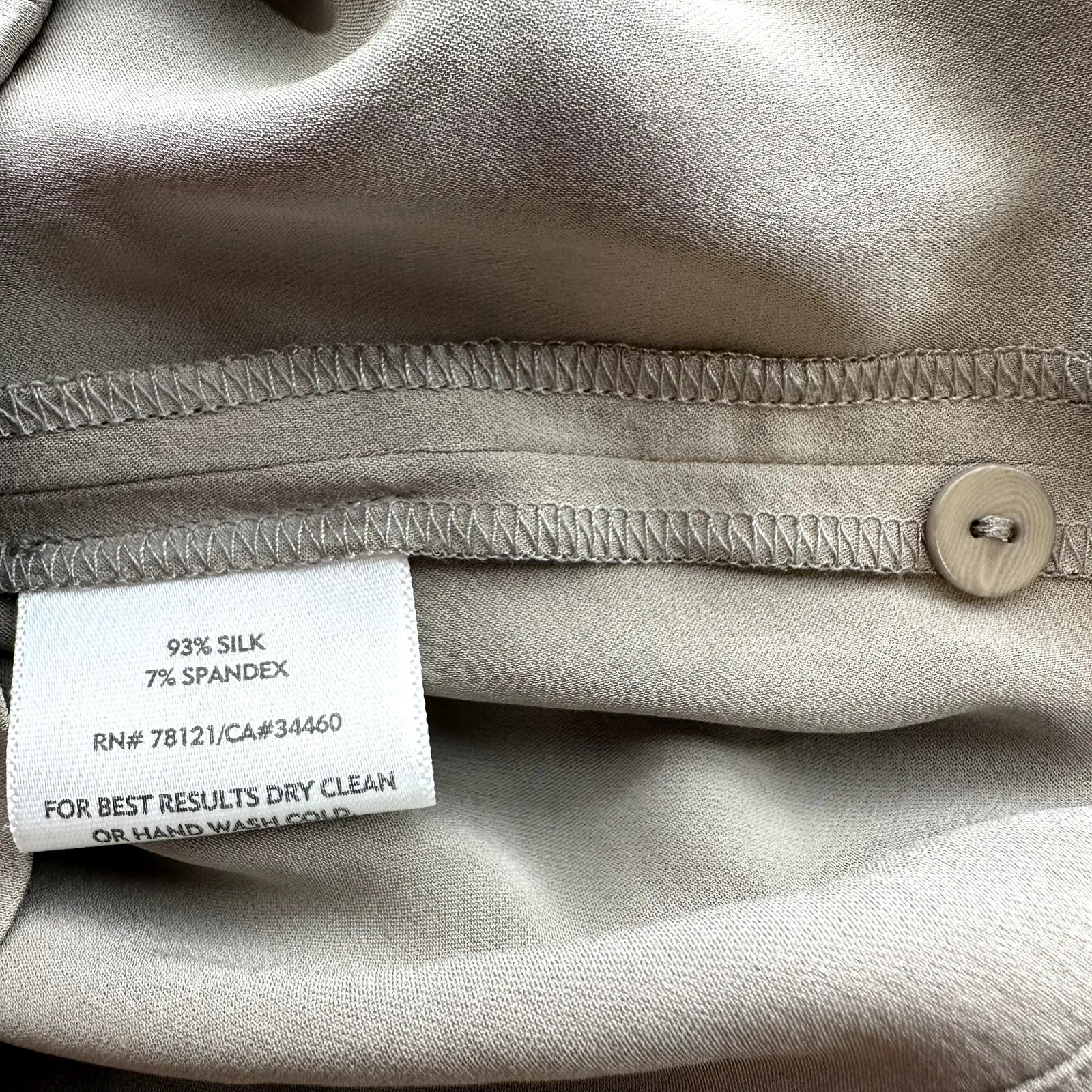 Eileen Fisher Silk Georgette Crepe Pants Wide Side Zip Closure Beige L 36x32 - Image 4