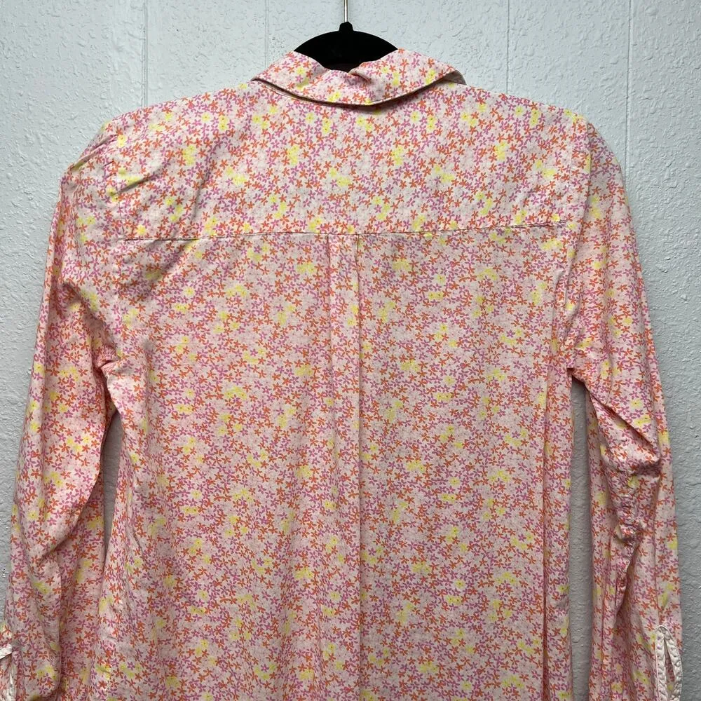 Victoria's Secret Floral Long Length Button Down Sleep Shirt Womens Size XS - Image 7