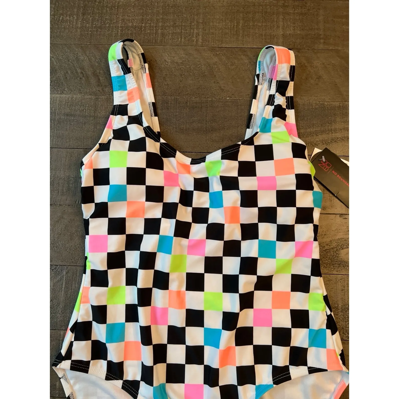 No Boundaries NWT  Junior Cheerful‎ Chess One Piece Swim Suit Size L (11-13) - Image 2