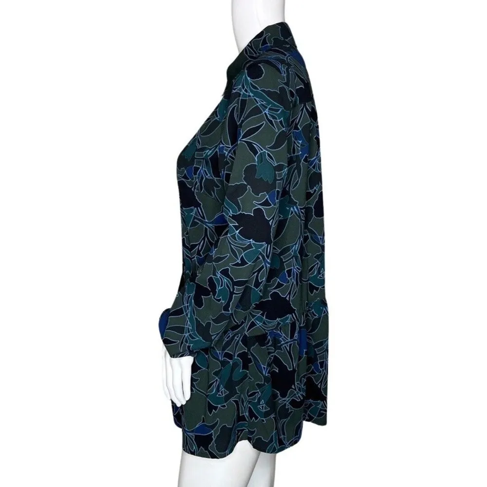 Logo by Lori Goldstein Shirt Women XXS Green Blue Floral Peplum Flower Bloomcore - Image 3