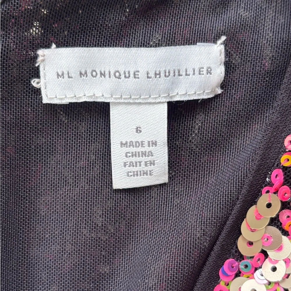 Monique Lhuillier Sequin Wrap Mini Dress 6 formal embellished party‎ holiday - Image 9