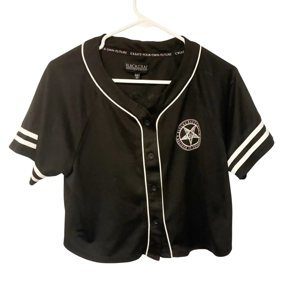 BlackCraft Craft 13 Size Medium Black Cropped Baseball Jersey‎ - Image 2