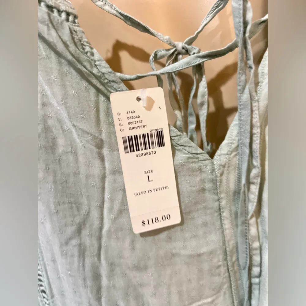 ANTHROPOLOGIE Lilka Womens Mint Green Halsey Embroidered Wide Leg Jumpsuit Large - Image 8