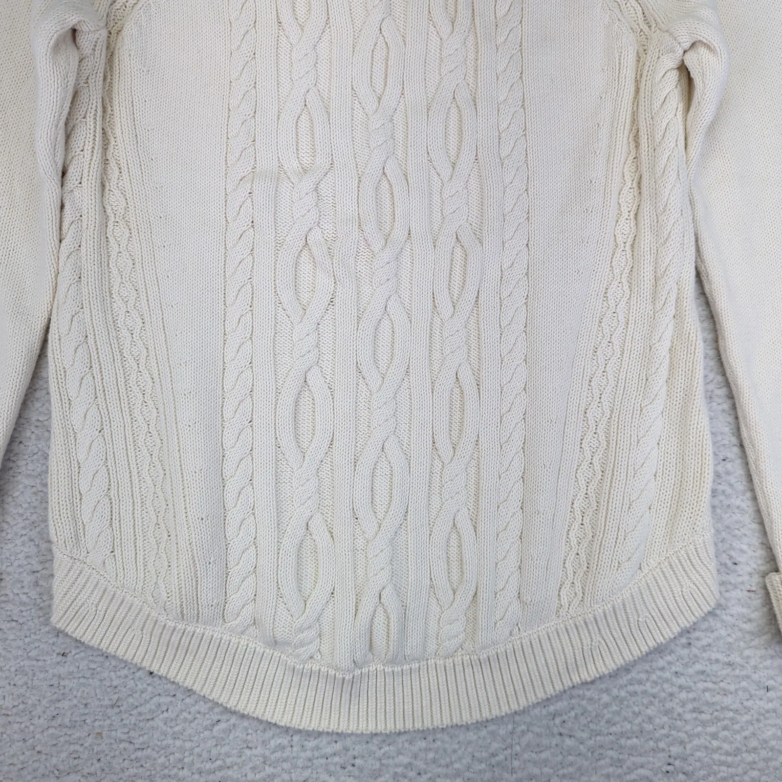 Talbots Womens Cable Knit Mock Neck Long Sleeve Pullover Sweater Cream M New Tag - Image 4