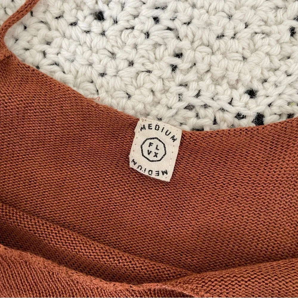 FLVX Co. V Neck Tie Strap Crop Knit Tank Top Orange (Medium) - Image 4