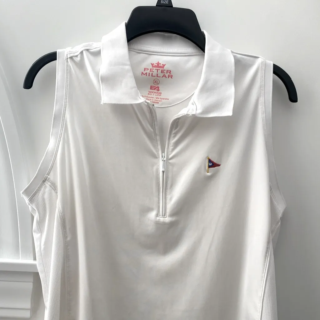 Peter Millar Sleeveless Polo Shirt Women’s XL Golf Tennis Wicking UPF 50 White - Image 2
