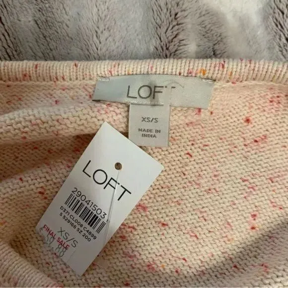 LOFT Sweater Womens XS/S Pink Side Tie Speckled‎ Poncho Knit Top Oversized NWT - Image 3