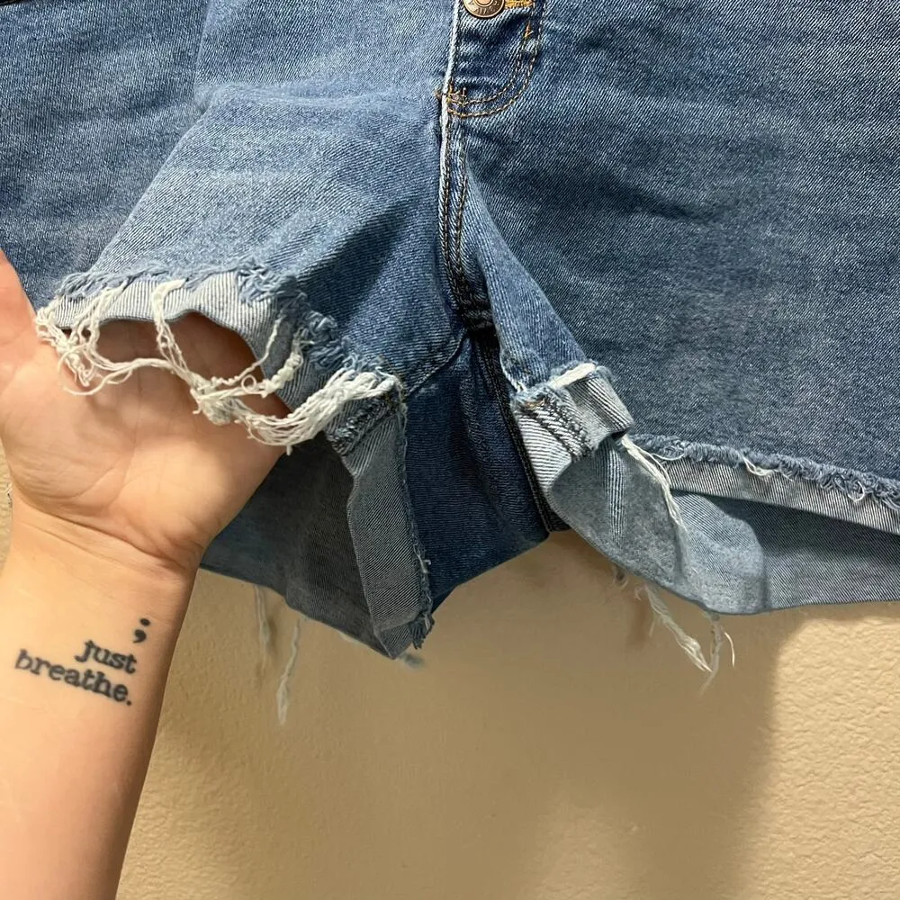 Ava & Viv Button Fly Denim Jean Shorts High Rise Cut Offs Plus Size 20W - Image 4