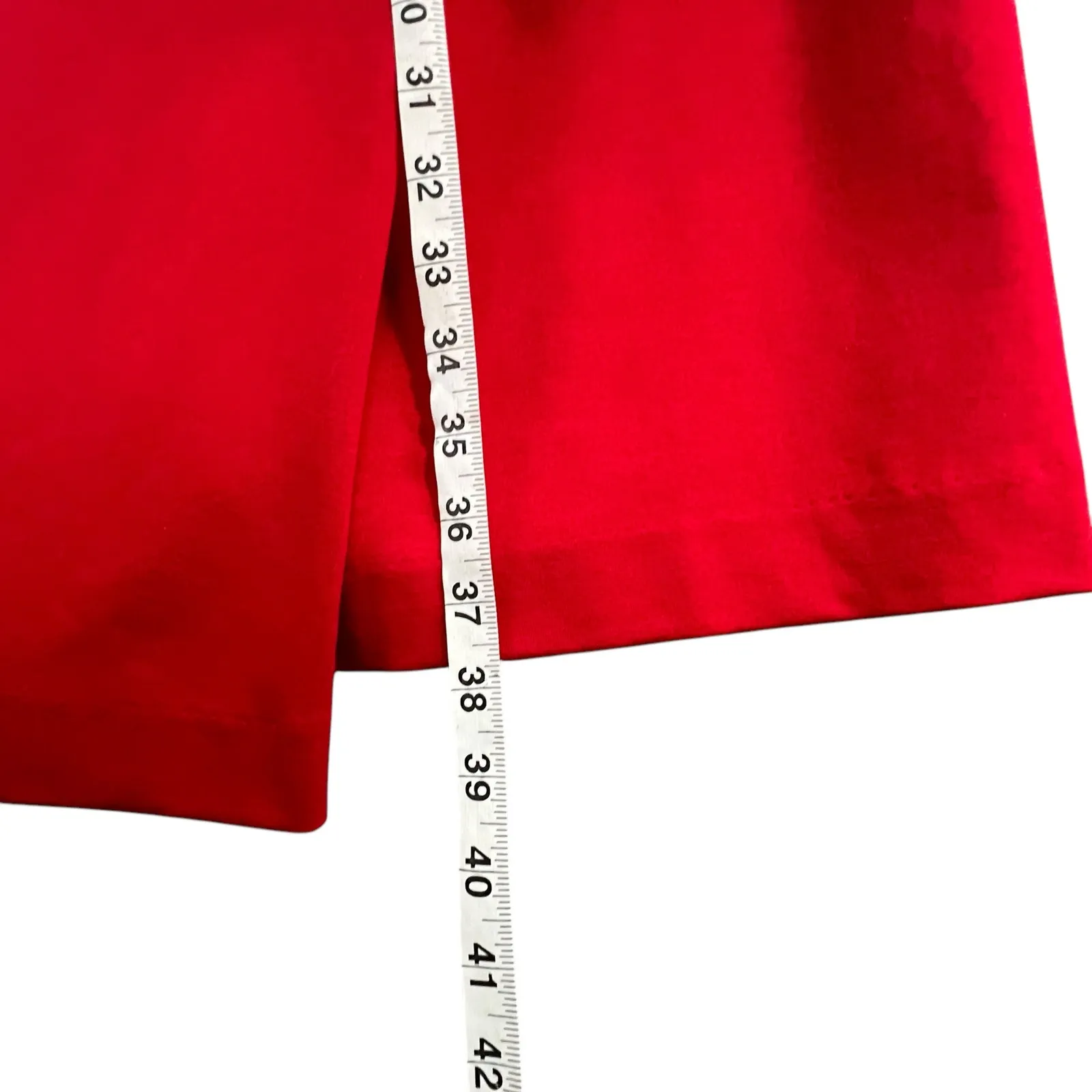 Joan Vass Dress Womens L Red Asymmetrical Cowl Neck Long Sleeve Draped Classic - Image 9