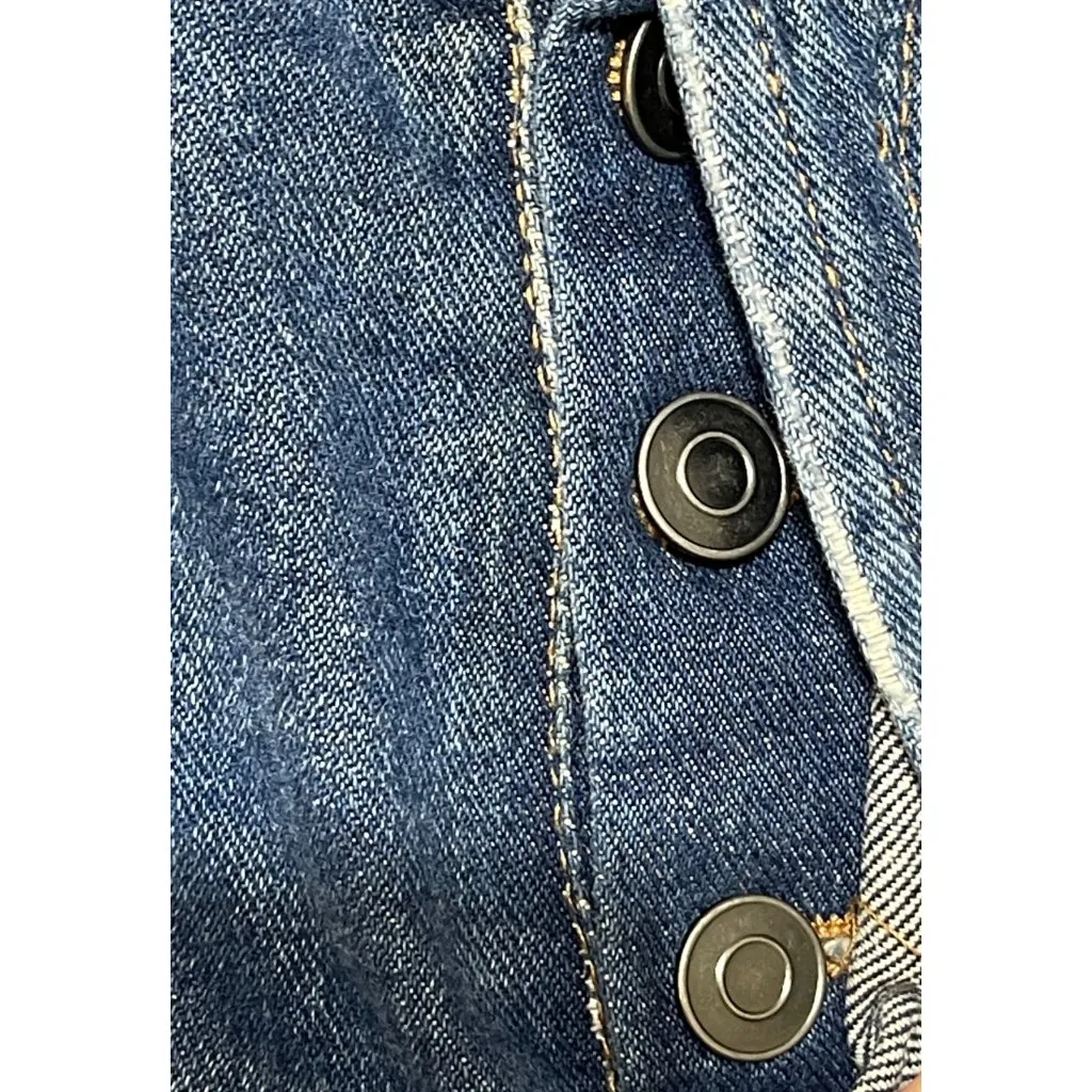 Wild Fable High Rise Bermuda Shorts Denim Jean Button Fly Size 10 Raw Hem - Image 4